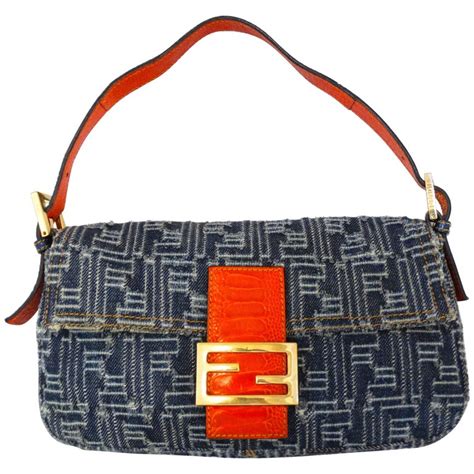 vintage fendi pequin bag|fendi denim baguette.